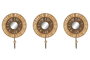 DKD Home Decor Perchero Pared Boho Natural Metal Rafia 6 x 20 x 16 cm Set de 3