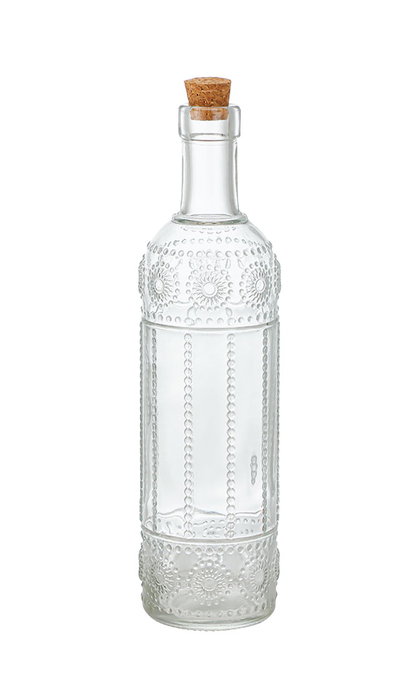 La Mediterran Botella de Vidrio Transparente con Tapa de Corcho 3 Sellos 1L 8x31.5 cm (12 Unidades)