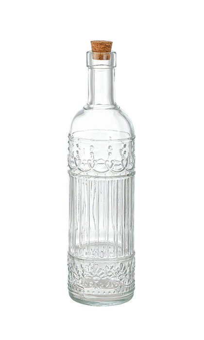 La Mediterran Botella de Vidrio Transparente con Tapa de Corcho 3 Sellos 1L 8x31.5 cm (12 Unidades)