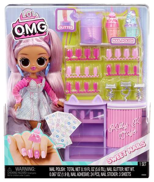 MGA L.O.L. Surprise OMG Sweet Nails en el Café de Kitty K Muñeca 31.75x21.92x26.27 cm