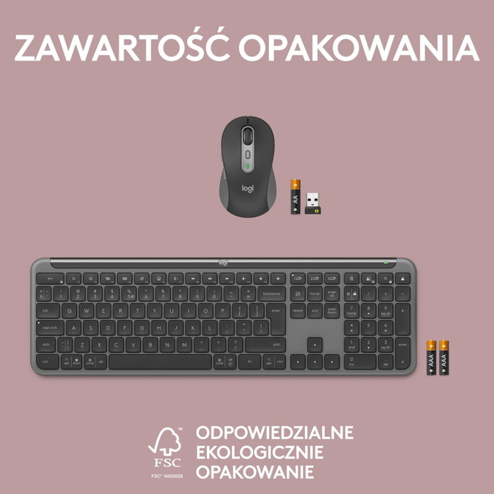 Logitech Signature Slim MK950 Teclado y Ratón Inalámbricos Polaco Grafito QWERTY