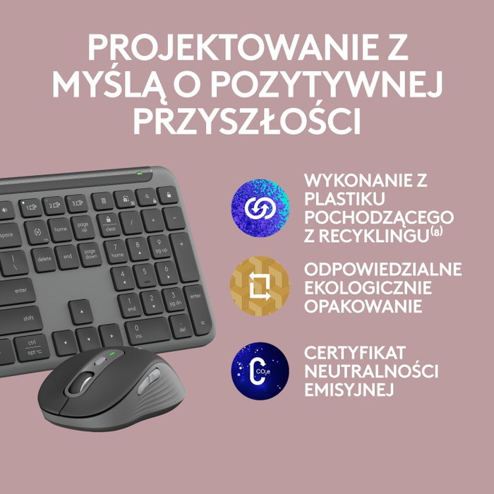 Logitech Signature Slim MK950 Teclado y Ratón Inalámbricos Polaco Grafito QWERTY
