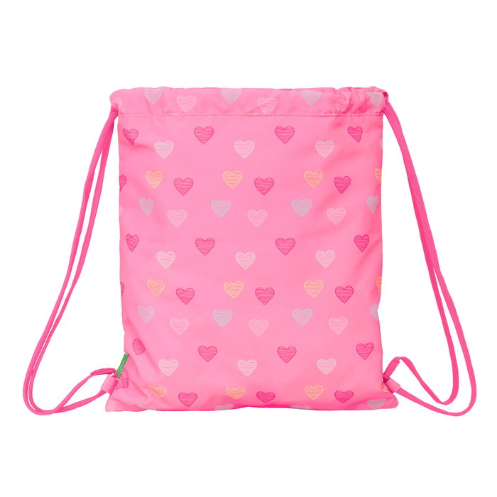 Bolsa Mochila con Cuerdas Benetton Heart Rosa 35 x 40 x 1 cm