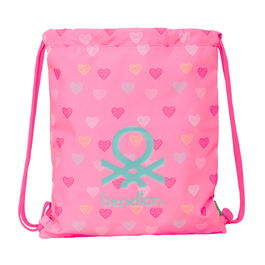 Bolsa Mochila con Cuerdas Benetton Heart Rosa 35 x 40 x 1 cm