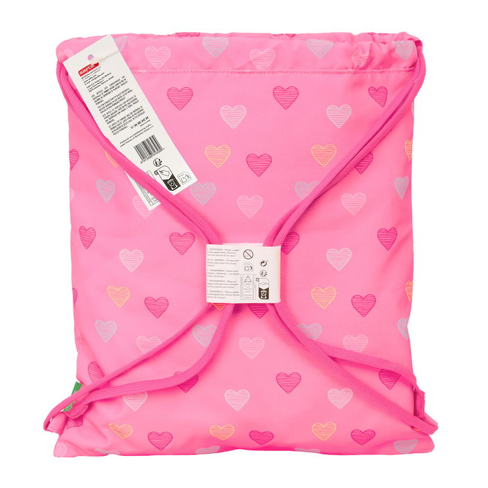 Bolsa Mochila con Cuerdas Benetton Heart Rosa 35 x 40 x 1 cm