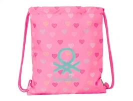 Bolsa Mochila con Cuerdas Benetton Heart Rosa 35 x 40 x 1 cm