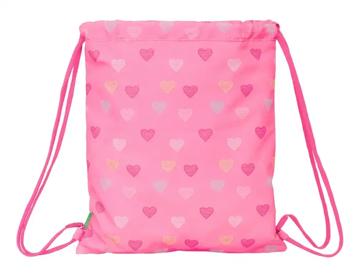 Bolsa Mochila con Cuerdas Benetton Heart Rosa 35 x 40 x 1 cm