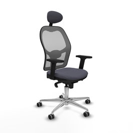 PIQUERAS Y CRESPO Silla de oficina Jorquera con mecanismo Sincro, tela gris oscuro y malla gris