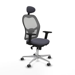 PIQUERAS Y CRESPO Silla de oficina Jorquera con mecanismo Sincro, tela gris oscuro y malla gris