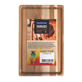 Tramontina Tabla de corte de madera de teca, acabado natural, 34 x 23,3 x 1,8 cm