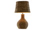 DKD Home Decor Lámpara de Sobremesa Fibra y Metal Natural 38x38x66 cm