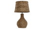 DKD Home Decor Lámpara de Sobremesa Fibra y Metal Natural 38x38x66 cm