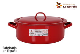 La Estrella Cacerola Esmaltada con Tapa 28 cm Rojo (6 Unidades)