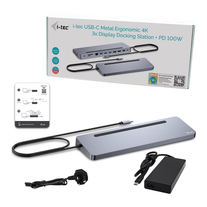 I-tec USB-C Ergo 3x LCD Dock Metal Ergonómico 4K con PD 100 W I-tec USB-C Ergo 3x LCD Dock Metal Ergonómico 4K con PD 100 W