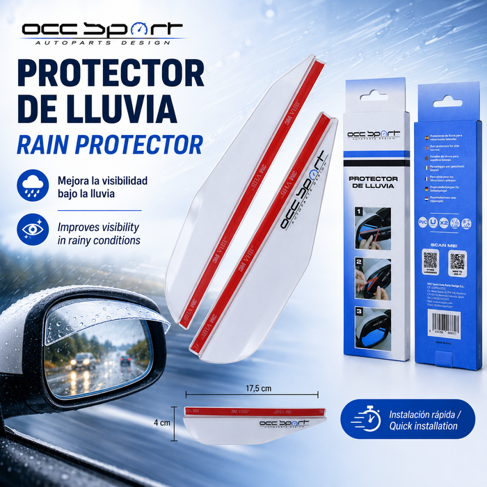 Occ Sport OCCDEC021 Protector de Lluvia Traslúcido para Espejo Retrovisor Lateral - Pack de 2, de PVC