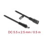 DeLOCK Cable de extensión DC 5,5 x 2,5 mm con bloqueo de bayoneta, 0,5 m, Negro