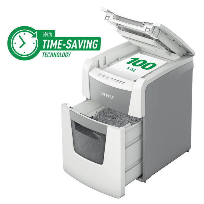 Leitz IQ 100 Autofeed P5 Blanca, Destructora de Documentos Nivel de Seguridad 5