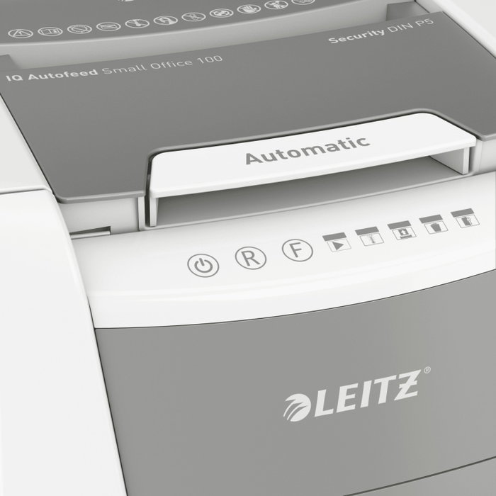 Leitz IQ 100 Autofeed P5 Blanca, Destructora de Documentos Nivel de Seguridad 5