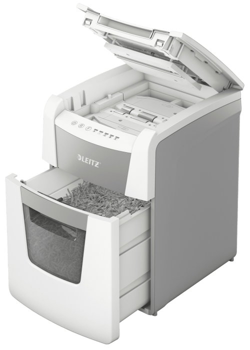Leitz IQ 100 Autofeed P5 Blanca, Destructora de Documentos Nivel de Seguridad 5