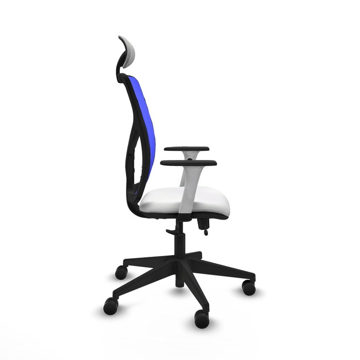 PIQUERAS Y CRESPO Silla de oficina Motilla con mecanismo Sincro/Traslack, Tela Blanca y Malla Azul