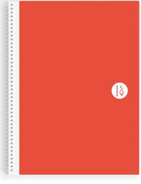 ESCOLOFI Bloc Basic tapa dura A4 80h horizontal 80g con margen coral (Set de 5)