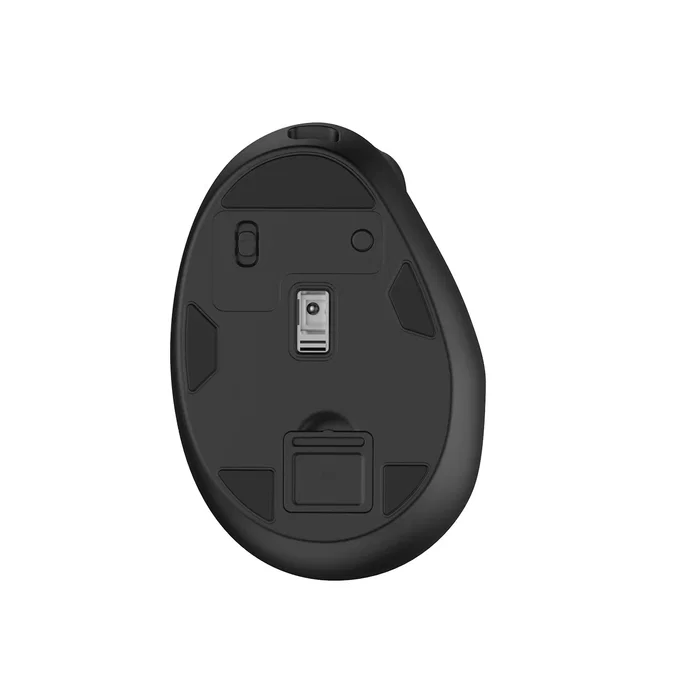 Ewent EW3208 Ratón Inalámbrico Ergonómico Recargable, Conectividad Dual 2.4GHz/Bluetooth 5.1, DPI Ajustable hasta 4000, Negro