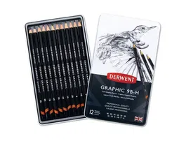 Derwent Lápices de Grafito Caja Metálica 12 Unidades Durezas Surtidas