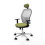 PIQUERAS Y CRESPO Silla de oficina Jorquera con mecanismo Sincro/Traslack, Verde oliva y Blanco