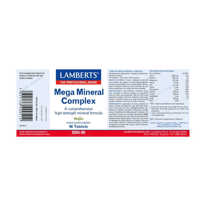 Lamberts Mega Mineral Complex 90 comprimidos