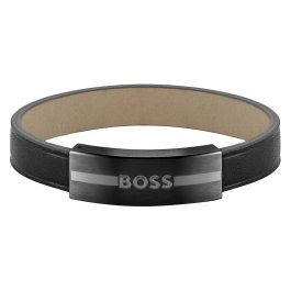 Boss Pulsera de Cuero Negro 1580490M para Hombre