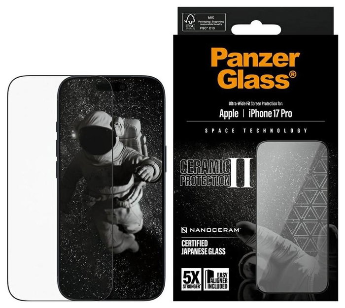 PanzerGlass Ceramic II Protector de Pantalla para iPhone 17 Pro Ultra-Wide Fit