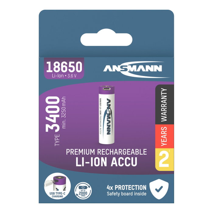 Ansmann Li-Ion 18650 3400mAh 3,6V Micro-USB 1307-0003 Ansmann Li-Ion 18650 3400mAh 3,6V Micro-USB 1307-0003