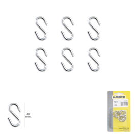 MAURER Gancho en forma de S de 40 mm Zincado (Blister de 6 piezas)