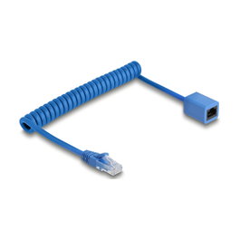DeLOCK 90365 Prolongador Ethernet Espiral Cat6 U/UTP 1,2 m Azul