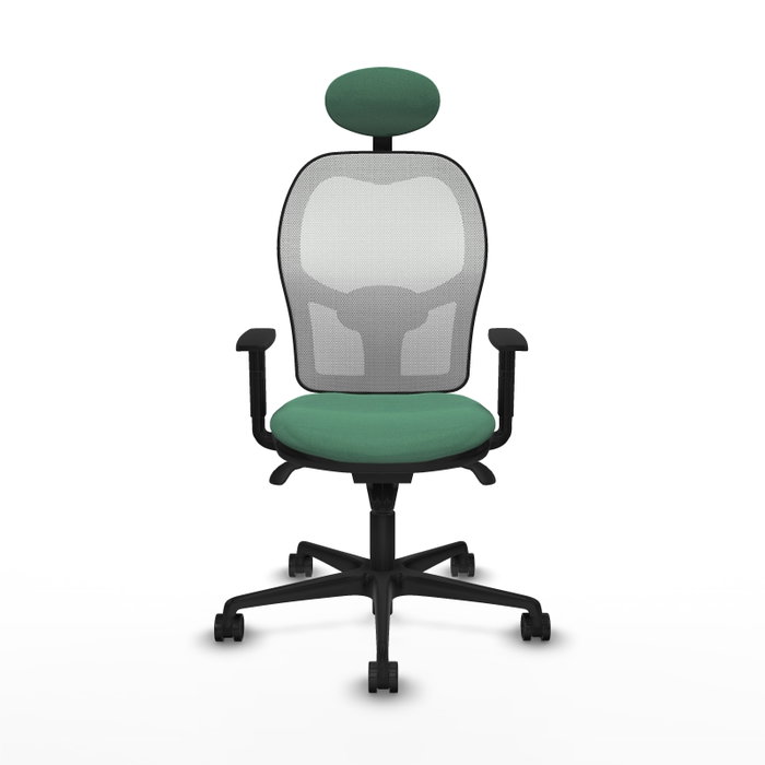 PIQUERAS Y CRESPO Silla de oficina Jorquera con mecanismo Sincro, Verde esmeralda y Blanco