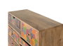 GINER Y COLOMER Aparador Alto de Madera de Mango 10 Cajones, Estilo Bohemio Artesanal Pintado a Mano, 90 cm Alto x 70 cm Largo x 30 cm Ancho