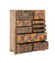 GINER Y COLOMER Aparador Alto de Madera de Mango 10 Cajones, Estilo Bohemio Artesanal Pintado a Mano, 90 cm Alto x 70 cm Largo x 30 cm Ancho