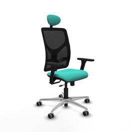 PIQUERAS Y CRESPO Silla de oficina Motilla con mecanismo Sincro/Traslack, Turquesa y Negro