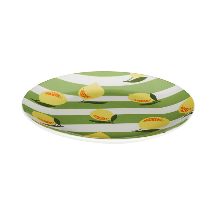 Home Deco Factory Bain De Soleil Plato Postre, Estampado Limones, Diámetro 20 cm Home Deco Factory Bain De Soleil Plato Postre, Estampado Limones, Diámetro 20 cm