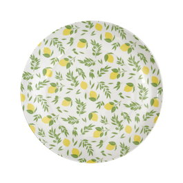 Home Deco Factory Bain De Soleil Plato Postre, Estampado Limones, Diámetro 20 cm