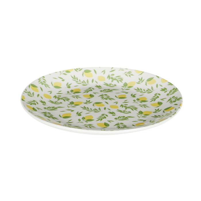 Home Deco Factory Bain De Soleil Plato Postre, Estampado Limones, Diámetro 20 cm Home Deco Factory Bain De Soleil Plato Postre, Estampado Limones, Diámetro 20 cm