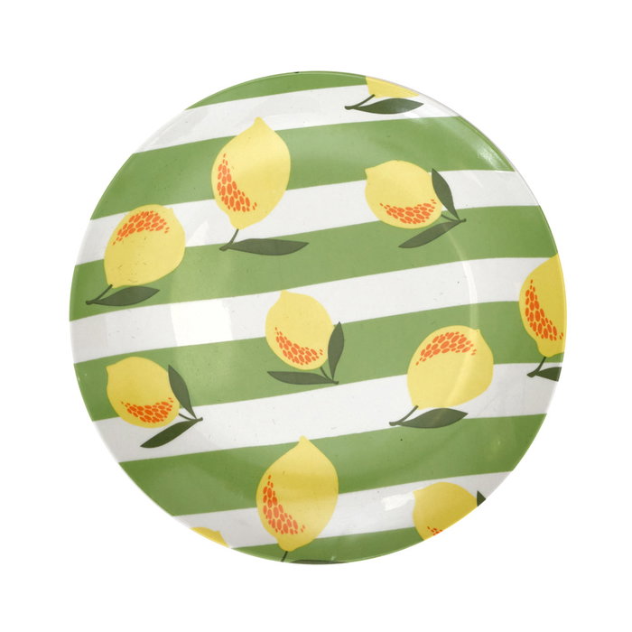 Home Deco Factory Bain De Soleil Plato Postre, Estampado Limones, Diámetro 20 cm Home Deco Factory Bain De Soleil Plato Postre, Estampado Limones, Diámetro 20 cm
