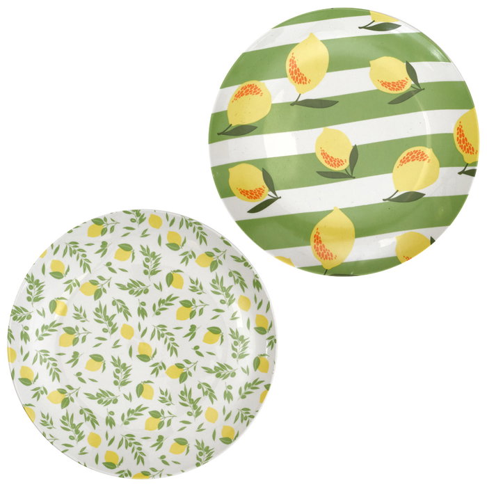 Home Deco Factory Bain De Soleil Plato Postre, Estampado Limones, Diámetro 20 cm Home Deco Factory Bain De Soleil Plato Postre, Estampado Limones, Diámetro 20 cm