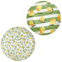 Home Deco Factory Bain De Soleil Plato Postre, Estampado Limones, Diámetro 20 cm