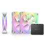 NZXT RF-D12TF-W1 F120 RGB Duo Ventilador 120 mm, Paquete de 3, Blanco, Flujo de Aire 59.1 CFM, 2000 RPM