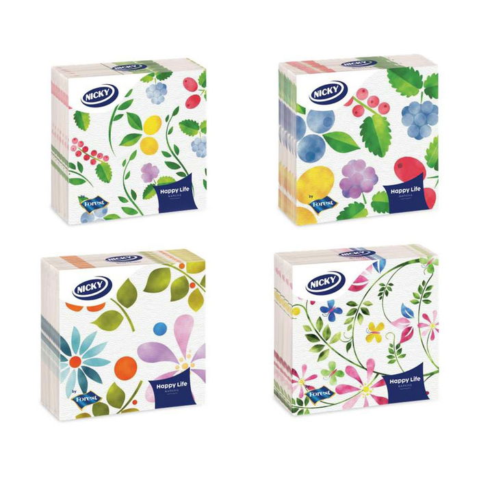 Nicky Defend Servilletas de papel Happy Life, 40 uds, 33 x 33 cm, modelos variados