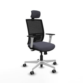 PIQUERAS Y CRESPO Silla de oficina Yunquera con mecanismo Sincro/Traslack, Gris oscuro y Negro