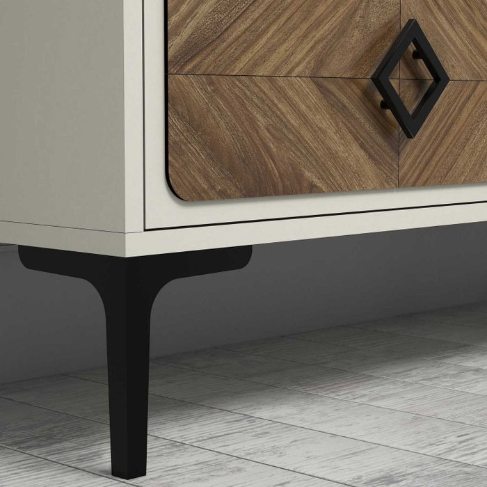 Hanah Home Samba - Mueble de Salón Completo Nogal y Crema