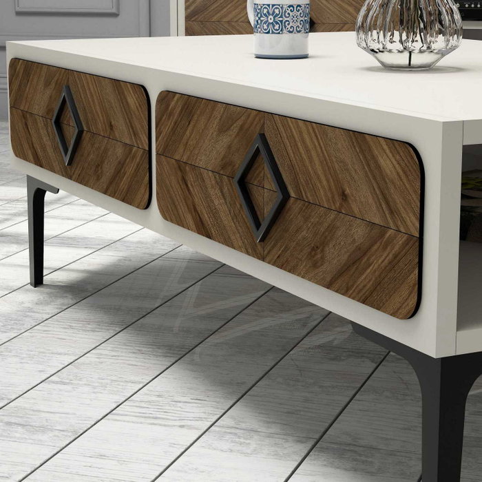 Hanah Home Samba - Mueble de Salón Completo Nogal y Crema