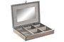 DKD Home Decor Joyero Árabe Plateado Gris Marrón Madera Aluminio 28 x 20 x 5 cm (2 Unidades) con Elefante